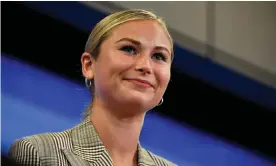  ??  ?? 2021 Australian of the Year Grace Tame addresses the National Press Club on 3 March. Photograph: Mick Tsikas/AAP