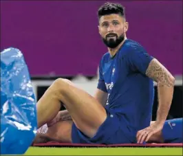  ?? ?? Giroud, durante un entrenamie­nto de Francia.