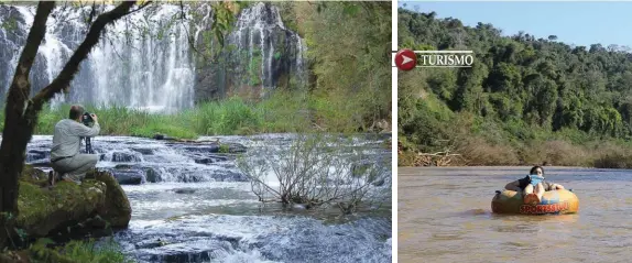  ??  ?? Salto Alegre en Aristóbulo del Valle, camino a El Soberbio. Der.: Casa Bemberg, el hogar de la familia pionera de la zona. Abajo: mirador de la posada, lugar predilecto para disfrutar de la lectura en una hamaca paraguaya.