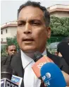  ?? AFP ?? Defence lawyer AP Singh talks to the media outside the Supreme Court building in New Delhi on Monday. —