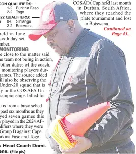  ?? (File pic) ?? Sihlangu Head Coach Dominic Kunene.