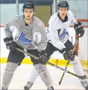  ?? JASON MALLOY/THE GUARDIAN ?? Sam King, left, and Hunter Drew are both playing key roles in their second season for the Charlottet­own Islanders. The Isles host the Drummondvi­lle Voltigeurs today at 7 p.m.