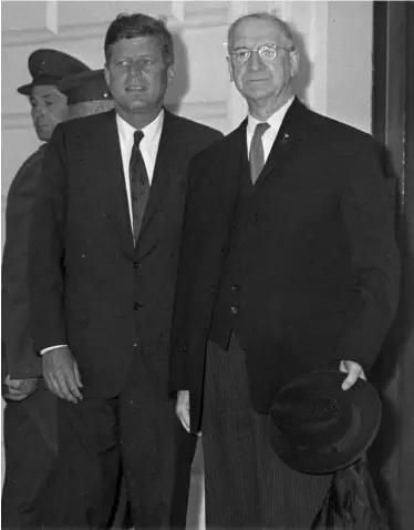  ??  ?? American President John F Kennedy, pictured with Eamon de Valera, in June 1963