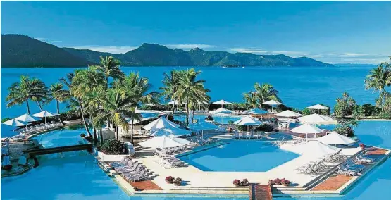  ??  ?? Paradise for sale: A file picture of the pool view of Hayman Island Resort.