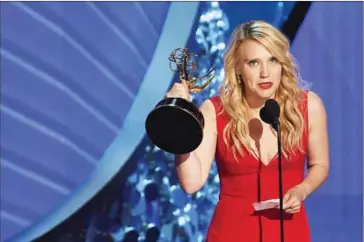  ??  ?? Actress Kate McKinnon accepts Outstandin­g Supporting Actress in a Comedy Series for onstage during the 68th Emmy Awards show in September in Los Angeles.