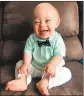  ?? COURTESY WARREN FAMILY — GERBER VIA AP ?? 14-month-old Lucas Warren’s contagious smile won over executives at Gerber baby food who have made him their “spokesbaby” this year.