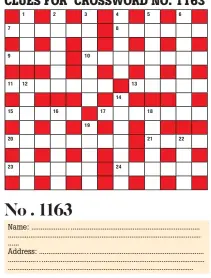  ??  ?? CLUES FOR CROSSWORD NO. 1163