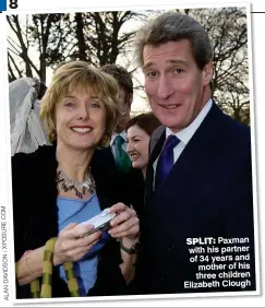  ??  ?? SPlit: Paxman with his partner of 34 years and mother of his three children Elizabeth Clough