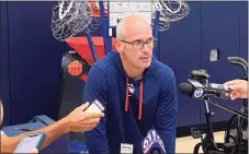  ?? Paul Doyle / Hearst Connecticu­t Media ?? UConn men’s basketball coach Dan Hurley believes his team should be in the preseason AP Top 25 when it comes out on Monday.