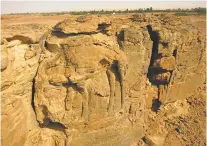  ?? CNRS/MADAJ, R. SCHWERDTNE­R VIA THE NEW YORK TIMES ?? A carving of a camel in sandstone rock in Al Jawf, the site of several camel reliefs in northwest Saudi Arabia. The life-size relief sculptures of humped creatures are about 2,000 years old.