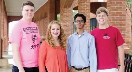  ?? (Submitted Photo) ?? From left to right: Sean Mackin, Sarah Heard, Pepito Thelly and Noah Knox. The four SHS seniors are semifinali­sts for the National Merit Scholarshi­p.
