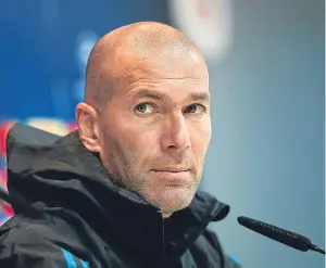  ?? Picture: Getty. ?? Zinedine Zidane: facing a selection dilemma for tonight.