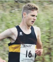  ??  ?? Above: Houghton Harriers’ Alex Brown and Adam Middleton. Below: Henry Johnson (18) and Will Bellamy (14) and Under-11 winner Tom Pigford.