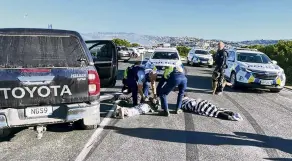  ?? PHOTO: SUPPLIED ?? Police take three young people into custody after they allegedly stole a Toyota Hilux in Central Otago.