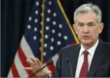  ?? AP PHOTO/SUSAN WALSH ?? Federal Reserve Chairman Jerome Powell speak at a news conference in Washington, Wednesday, Dec. 19, 2018.