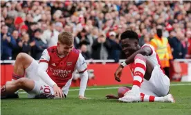  ?? Photograph: Andrew Couldridge/Action Images/Reuters ?? Emile Smith Rowe and Bukayo Saka’s effervesce­nt attacking play has sparked Arsenal into life.