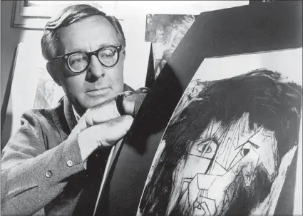  ?? AP FILES ?? Ray Bradbury looks at a picture that was part of a school project to illustrate characters in one of his dramas in Los Angeles in 1966. The author, who wrote everything from science- fiction and mystery to humour, died Tuesday in Los Angeles at the age...