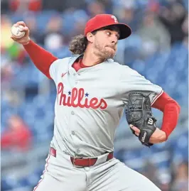  ?? RAFAEL SUANES/USA TODAY SPORTS ?? Philadelph­ia Phillies starting pitcher Aaron Nola pitches against the Nationals on Friday in Washington.