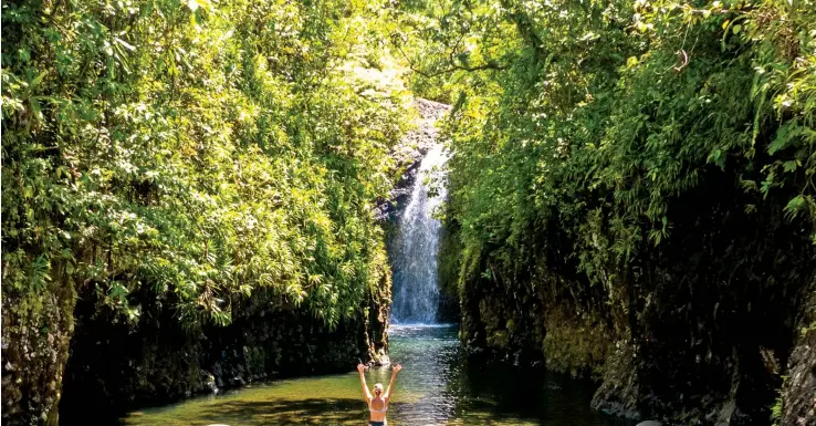  ?? ?? This image of one of the waterfalls in Taveuni was on Tourism Fiji’s page and captured by Brook Sabin.