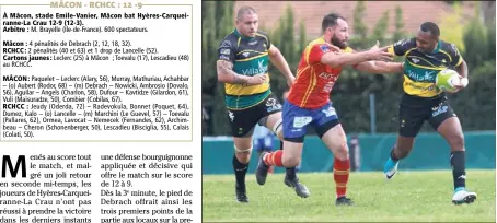  ?? (Photo Laurent Martinat) ?? Kunro Kalo (ici balle en main face à Céret) et les Hyérois reviennent de Mâcon avec un point de bonus défensif. Et sans doute également quelques regrets...