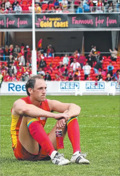  ??  ?? Despite the Gold Coast’s injury woes, Josh Fraser may not get the chance he is craving, against the GWS Giants at Metricon Stadium on Saturday. Photo: DAVID CLARK