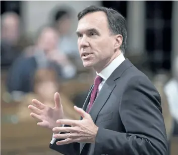  ?? ADRIAN WYLD/ THE CANADIAN PRESS ?? Finance Minister Bill Morneau speaks during question period in the House of Commons on Thursday.