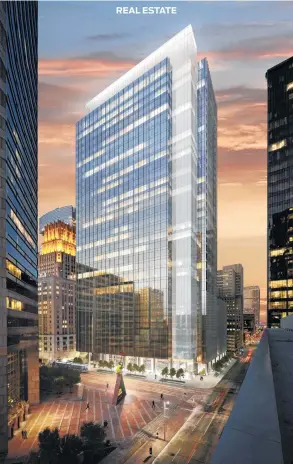  ?? Skanska USA ?? This rendering shows Capitol Tower, a 35-story office building being developed by Skanska USA at 800 Capitol. Gensler designed the building, which will open in 2019.
