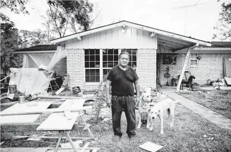  ?? Elizabeth Conley / Staff photograph­er ?? Trinidad Hernandez’s home is one of five properties in Castlewood that Harris County is seeking to seize for a flood mitigation project.