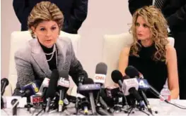  ??  ?? Allred (left) speaks as Zervos looks on during the news conference in Los Angeles.