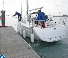  ??  ?? The crew secures the bow line and that's you alongside. If the stern line is too long, just engage astern and nip it up until she's the right distance off. Add springs and that's it