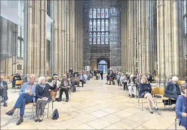  ??  ?? Sunday Eucharist at Canterbury Cathedral returned at the weekend with new social distancing rules in place