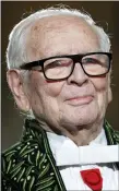  ?? CHRISTOPHE ENA — AP FILE ?? In this Nov. 30, 2016, file photo, French fashion designer Pierre Cardin acknowledg­es applause after a show to mark 70 years of his creations, in Paris. France’s Academy of Fine Arts says famed fashion designer Pierre Cardin has died at 98.