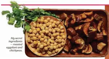  ??  ?? My secret ingredient­s — roasted eggplant and chickpeas.