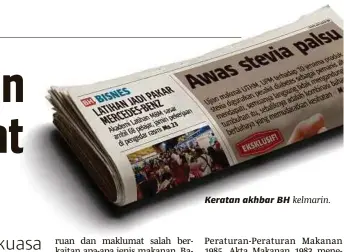  ??  ?? Keratan akhbar BH kelmarin.