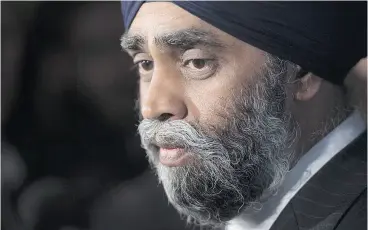  ?? ADRIAN WYLD / THE CANADIAN PRESS FILES ?? Canada’s Minister of National Defence Harjit Sajjan.