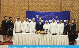  ??  ?? Kuwait Airways and KFA referees’ officials during the signing ceremony.