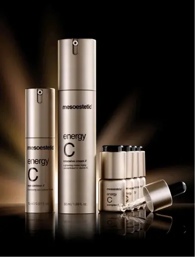  ??  ?? gold standards (Top) Energy C brightenin­g solution; (bottom) Collagen 360° firming solutions