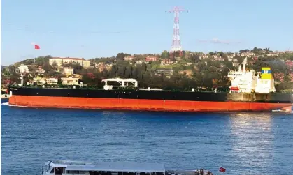  ?? Photograph: Dursun Çam/AP ?? One of the seized ships, the Greek-flagged oil tanker, Prudent Warrior, is seen as it sails past Istanbul, Turkey, in 2019.