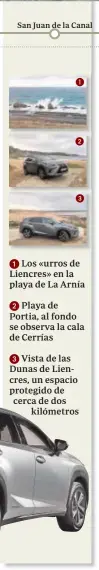  ??  ?? Los «urros de Liencres» en la playa de La Arnía
Playa de Portia, al fondo se observa la cala de Cerrías Vista de las Dunas de Liencres, un espacio protegido de cerca de dos kilómetros