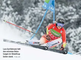  ?? //// APA / AFP ?? Lara Gut-Behrami hält den extremen Belastunge­n im Skiweltcup bisher stand.