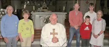  ??  ?? Fr Odhran Furlong, who celebrated his silver jubilee Mass in St Aidan’s Cathedral, with his parents Tom and Angela, brother Tom Jnr, sister-in-law Louise and nephews, James and Dara.