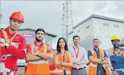  ?? Picture: SUPPLIED ?? Digicel Pacific’s Regional Chief Technical Officer, Mudassar Latif (third from right) with his technical officers who are working on the Digicel Fiji 5G rollout.