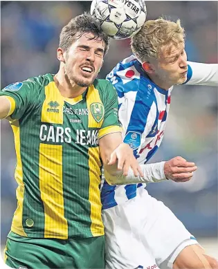  ??  ?? Sam Stubbs (left) in action for ADO Den Haag