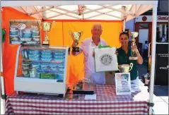  ??  ?? LEFT: John Paul O’Connor and Lorna Conroy of ‘An tOileán Beag’, pictured here selling some of their artisan food at the Tralee Square Market on Thursday.