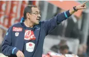  ?? ANSA ?? Maurizio Sarri, 56 anni, prima stagione alla guida del Napoli