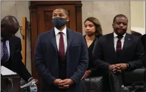  ?? (AP/Chicago Tribune/Brian Cassella) ?? Actor Jussie Smollett appears at his sentencing hearing Thursday at the Leighton Criminal Court Building in Chicago. More photos at arkansason­line.com/311smollet­t/.