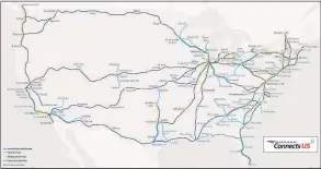  ?? Amtrak ?? Amtrak released a map Wednesday of new lines and service enhancemen­ts it projects it will offer by 2035 if Congress passes President Joe Biden’s American Jobs Plan, which includes significan­t funding for rail.