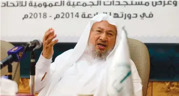  ?? (Mohammed Dabbous/Reuters) ?? SHEIKH YOUSSEF al-Qaradawi, a regular on Qatar’s Al Jazeera, fueled tensions that led Saudi Arabia and its Gulf allies to impose a blockade on Doha in 2017 and declare him a terrorist.