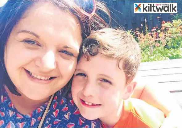  ??  ?? Debbie and her eight-year-old son Cameron. The duo will take part in this year’s Kiltwalk.