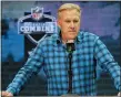  ?? ASSOCIATED PRESS FILE PHOTO ?? Denver Broncos general manager John Elway speaks during a Feb. 25 news conference at the NFL football scouting combine in Indianapol­is.